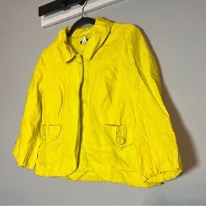 J. Crew 60s Vintage Style Jacket Chartreuse Lime Green Yellow Linen Size 8 Flaw